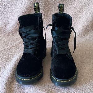 Dr. Martens Black Velvet Combat Boots
